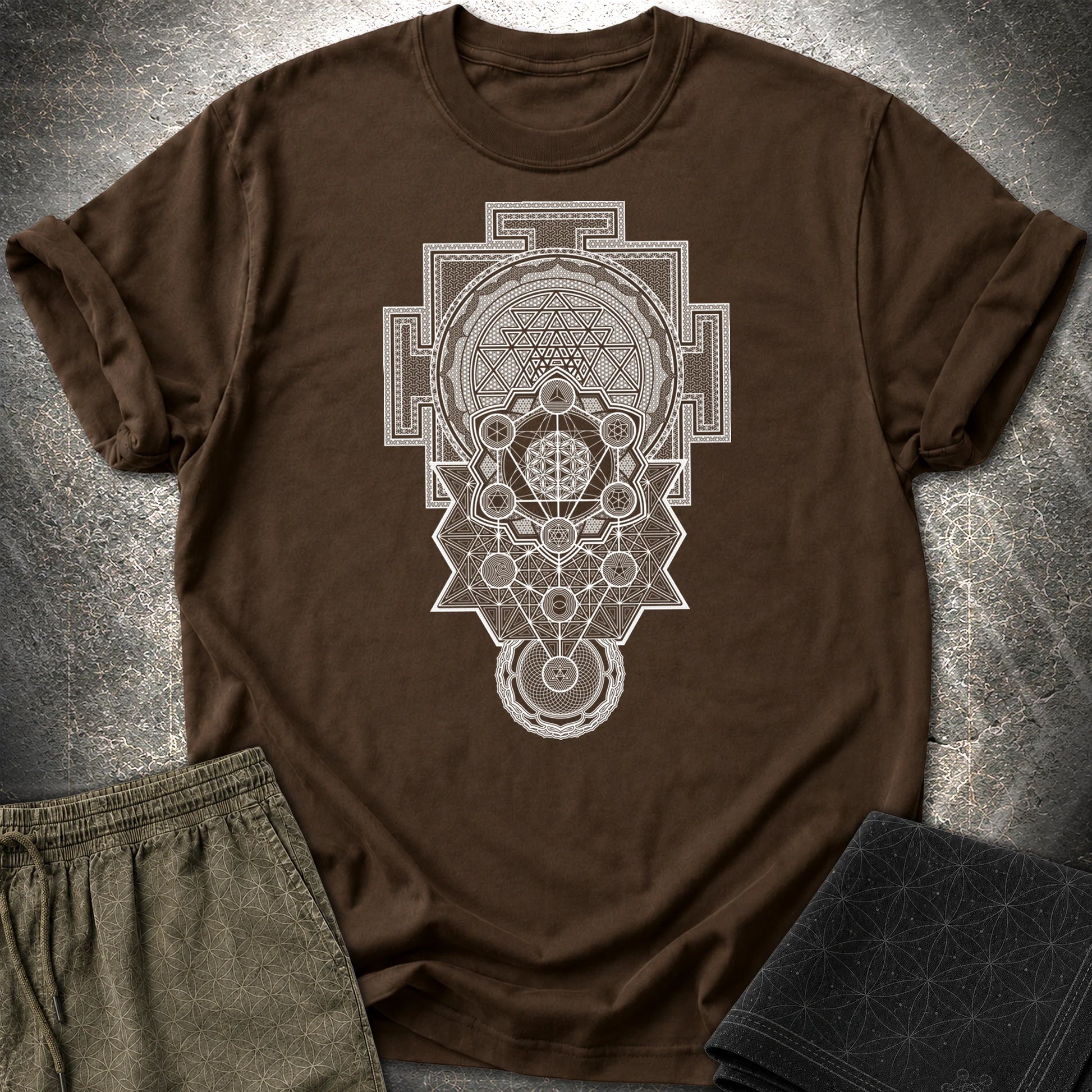 Sacred Geometry Encyclopedia T-Shirt - Sacred Geometry Encyclopedia T-Shirt - Dark Chocolate