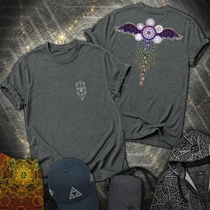 Winged Metatron Ascension 2 Sided T-Shirt - Winged Metatron Ascension 2 Sided T-Shirt - Dark Heather