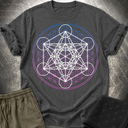White Metatron Gradient Flower T-Shirt - White Metatron Gradient Flower T-Shirt - Dark Heather Grey