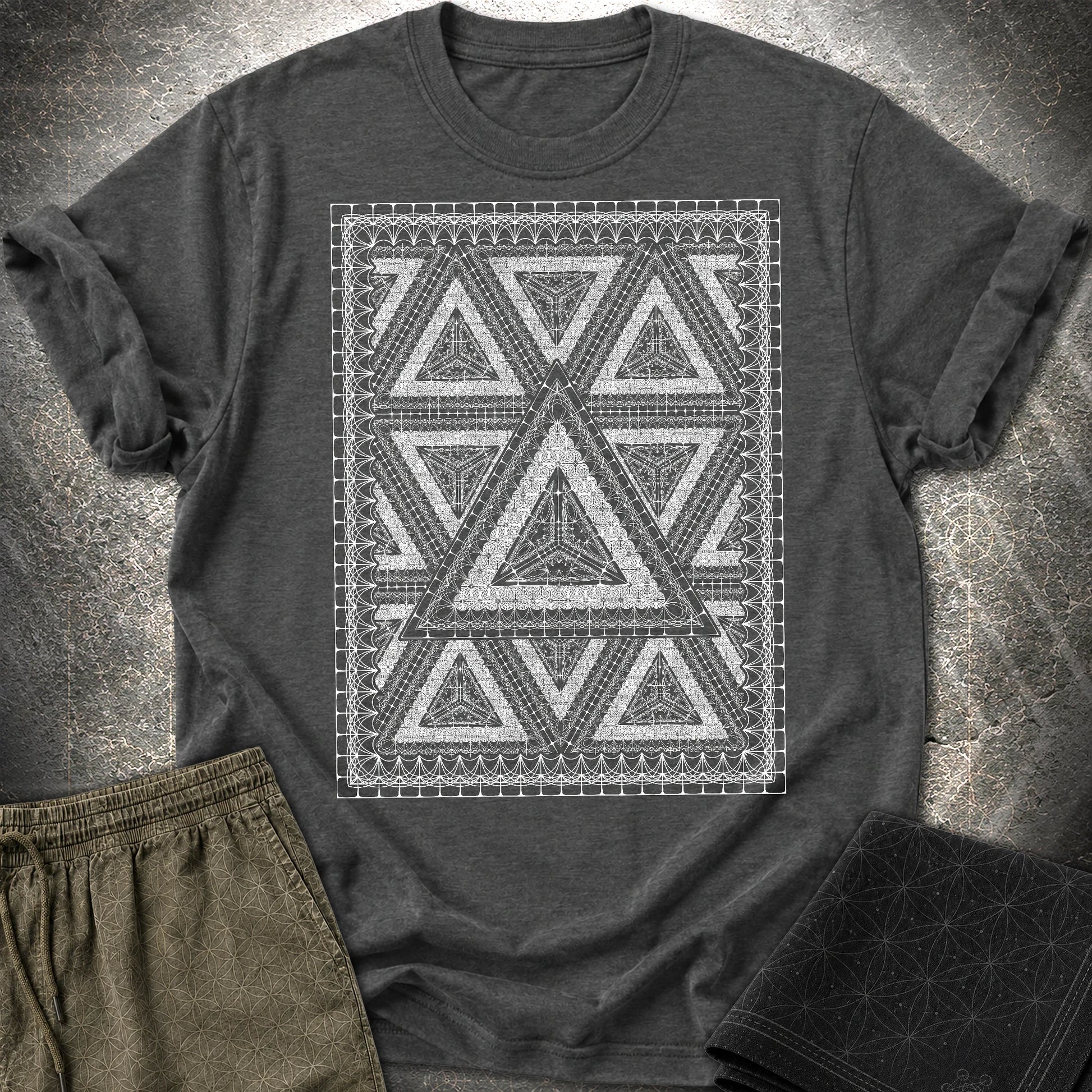 Framed Tetrahedron T-Shirt - Framed Tetrahedron T-Shirt - Dark Heather Grey