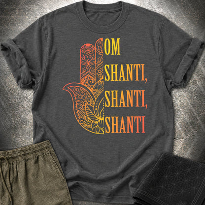 Hamsa Om Shanti T-Shirt - Hamsa Om Shanti T-Shirt - Dark Heather Grey