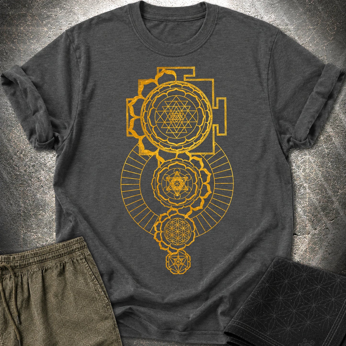 Sacred Mandalas T-Shirt - Sacred Mandalas T-Shirt - Dark Heather Grey