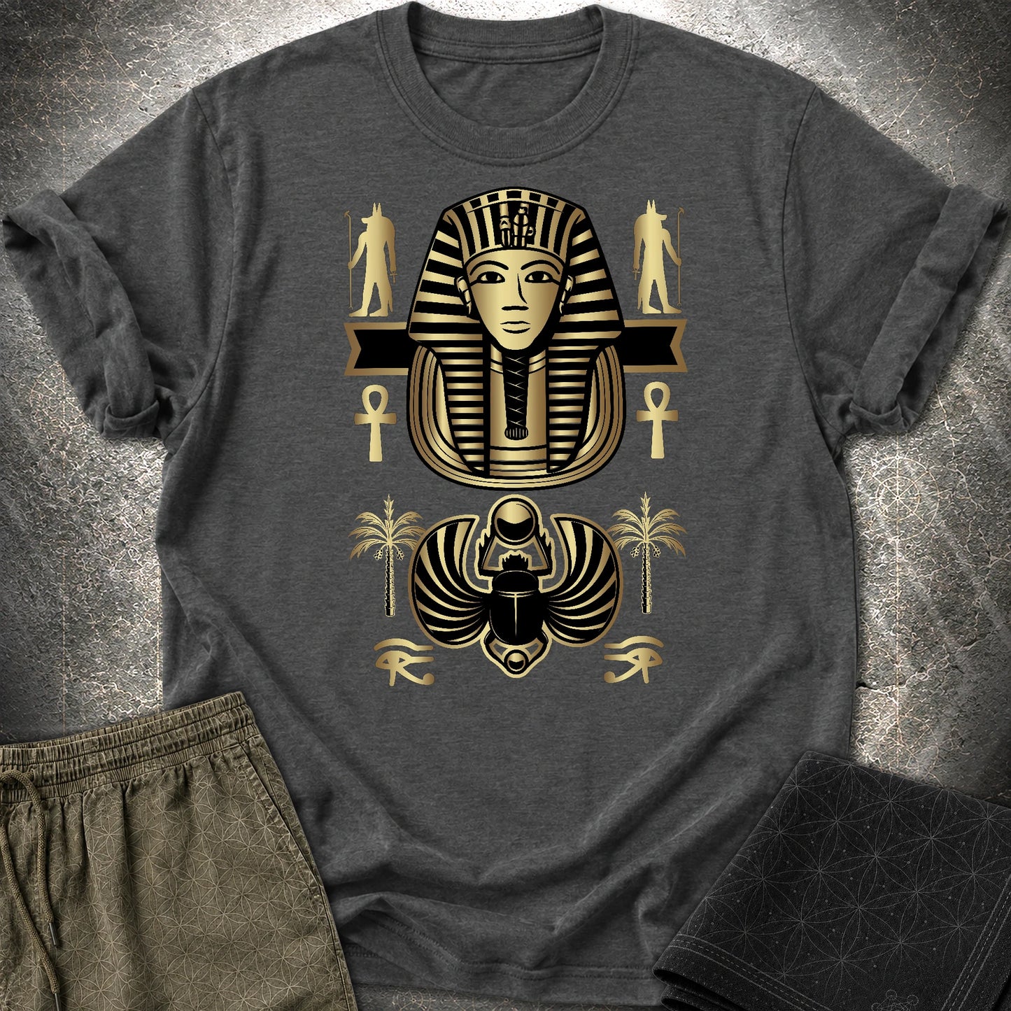 Pharaoh Scarab Egypt T-Shirt - Pharaoh Scarab Egypt T-Shirt - Dark Heather Grey