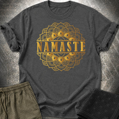 Namaste Gold Mandala T-Shirt - Namaste Gold Mandala T-Shirt - Dark Heather Grey