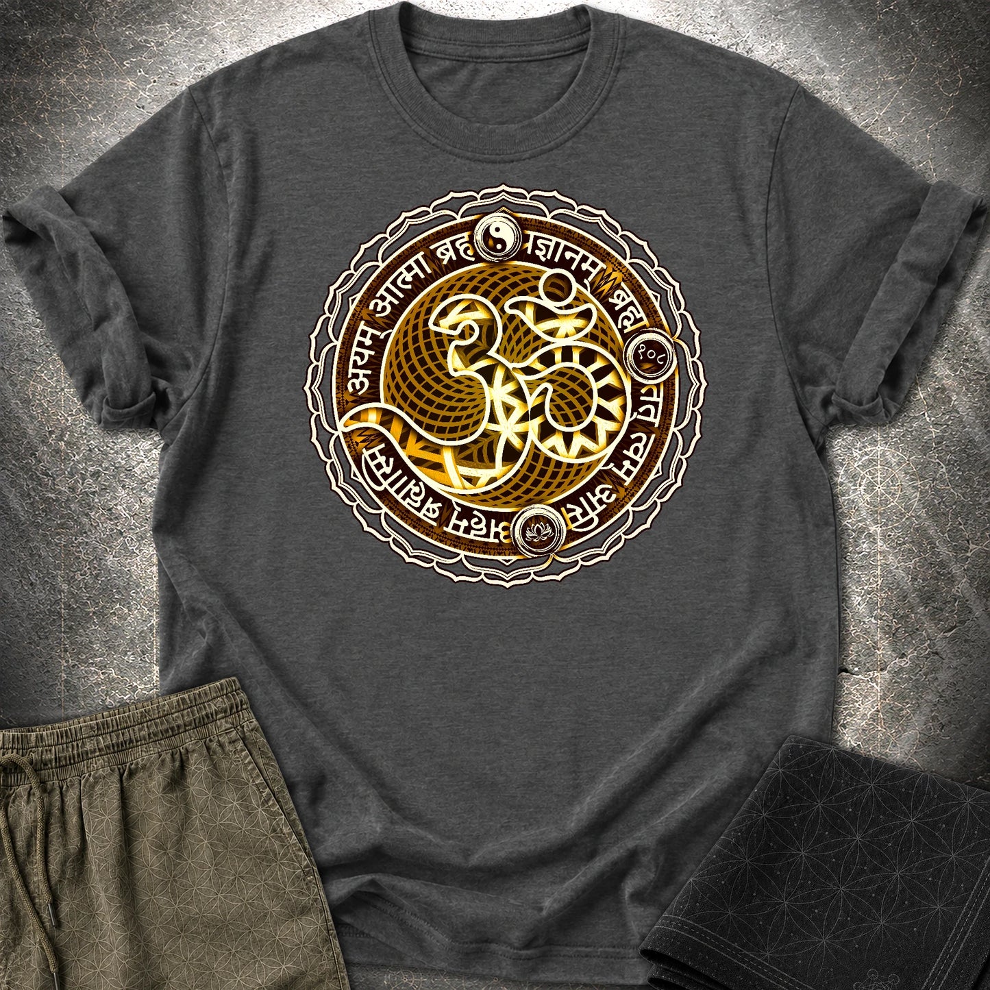 Ohm Sacred Sanskrit T-Shirt - Ohm Sacred Sanskrit T-Shirt - Dark Heather Grey