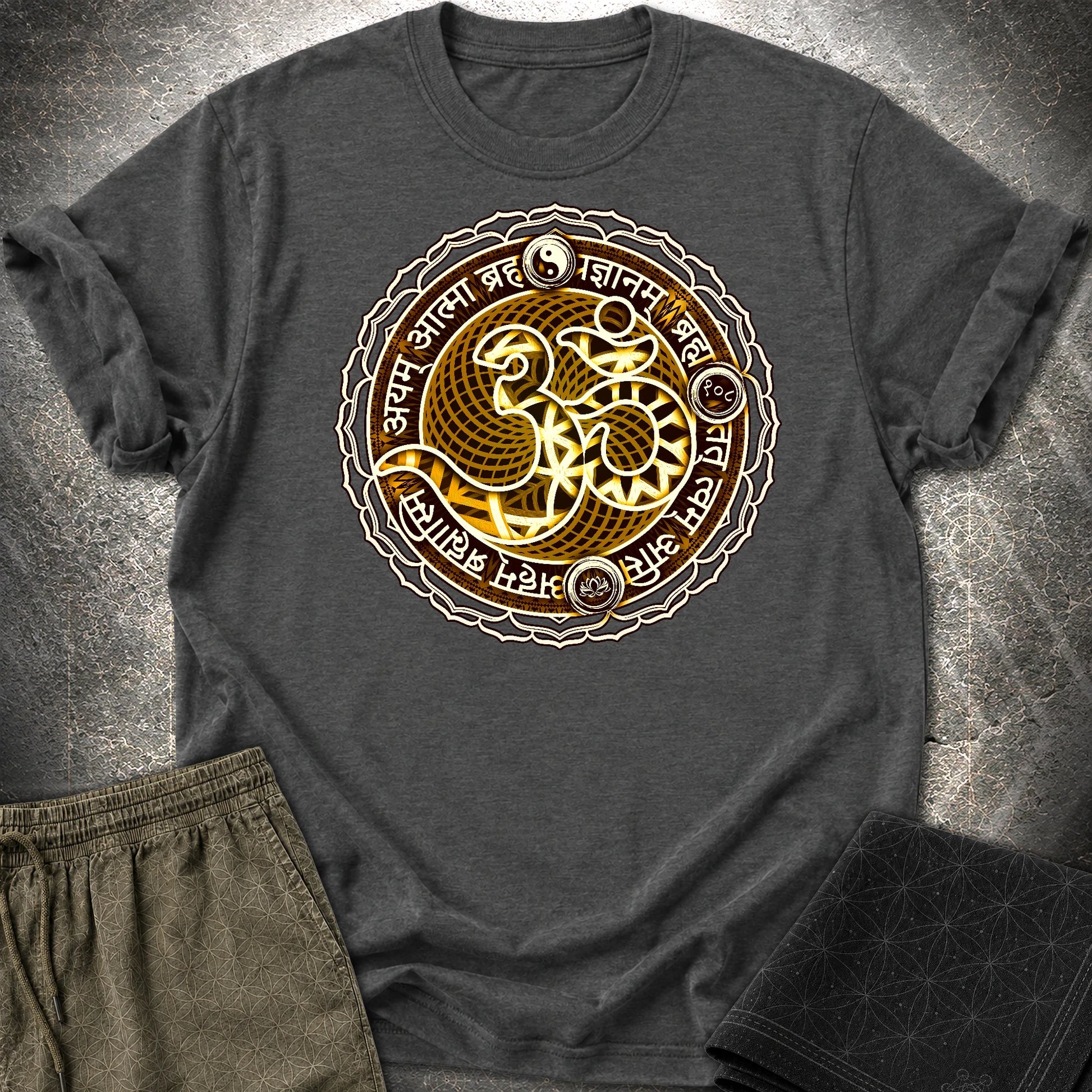 Ohm Sacred Sanskrit T-Shirt - Ohm Sacred Sanskrit T-Shirt - Dark Heather Grey