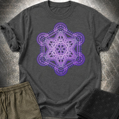 Intricate Metatron's Cube T-Shirt - Intricate Metatron's Cube T-Shirt - Dark Heather Grey