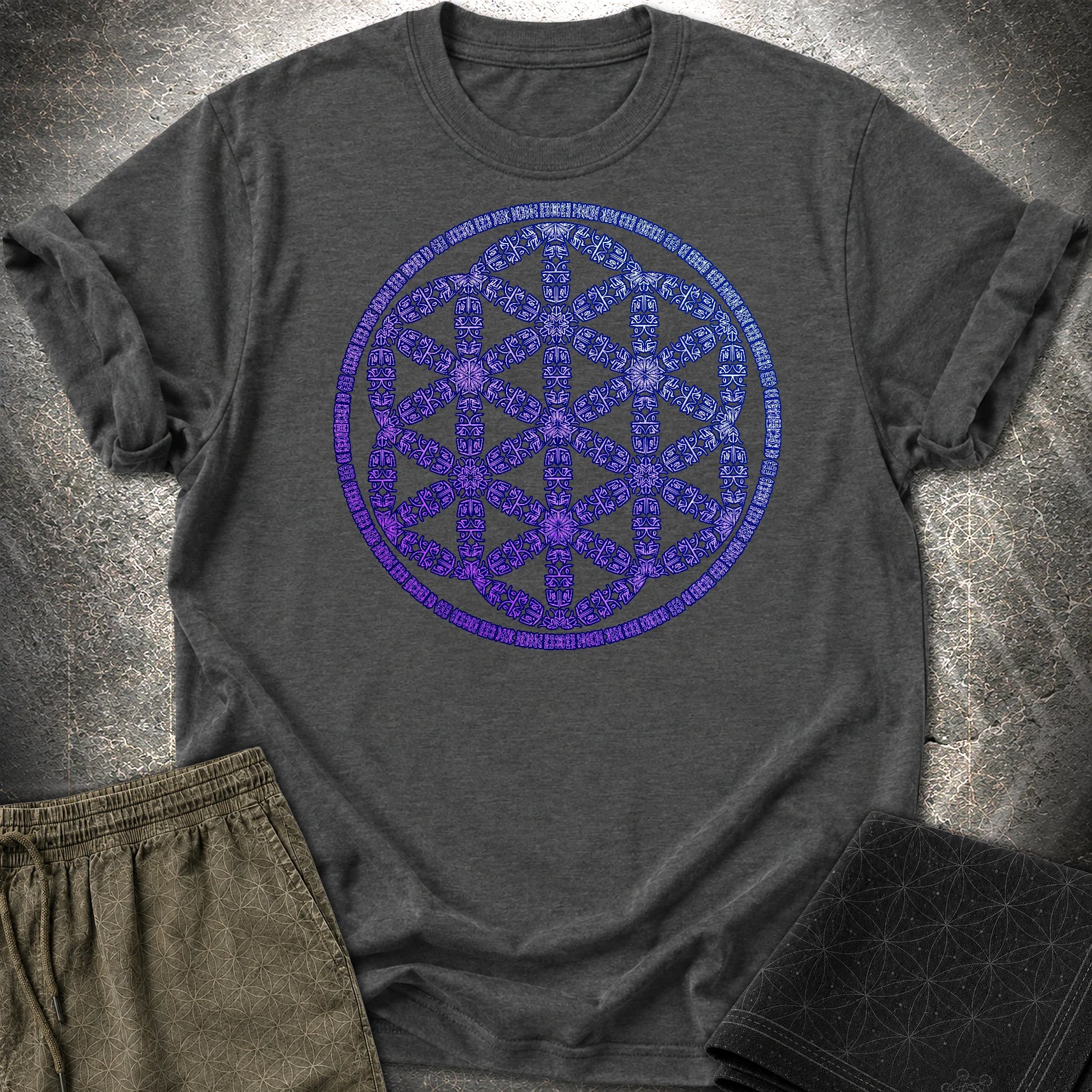 Seed Of Life Purple T-Shirt - Seed Of Life Purple T-Shirt - Dark Heather Grey