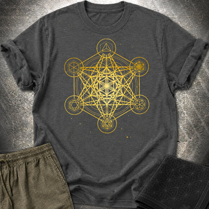 Metatron's Cube Platonic Solids T-Shirt - Metatron's Cube Platonic Solids T-Shirt - Dark Heather Grey