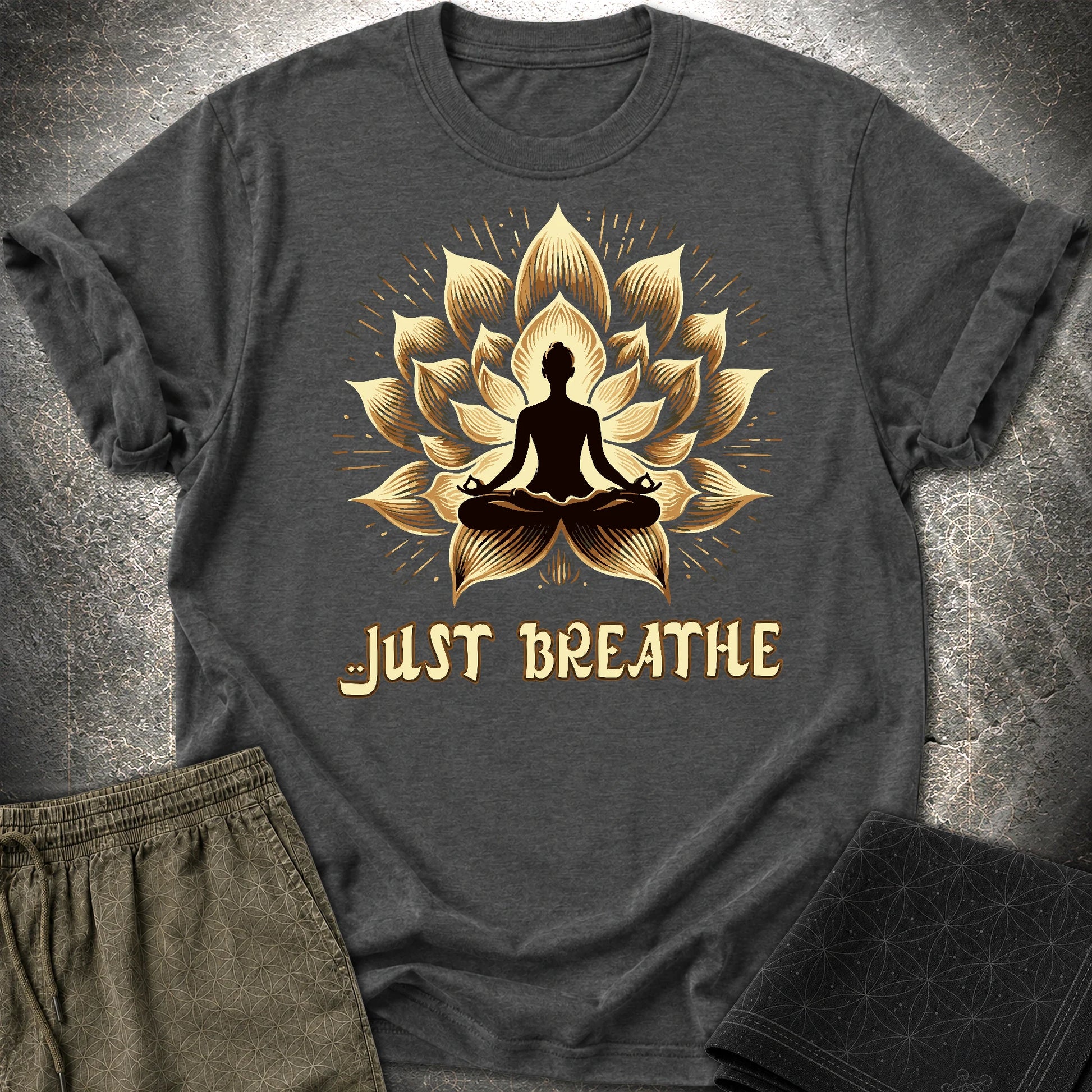 Just Breath Yoga Lotus T-Shirt - Just Breath Yoga Lotus T-Shirt - Dark Heather Grey