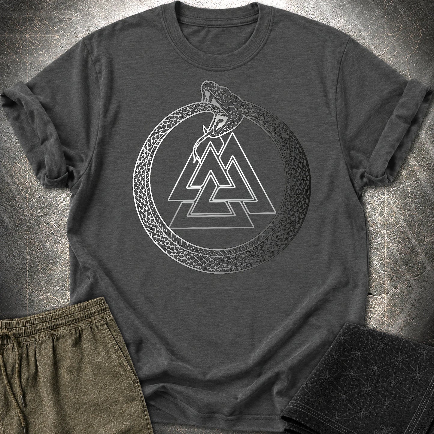 Valknut Ouroboros T-Shirt - Valknut Ouroboros T-Shirt - Dark Heather Grey