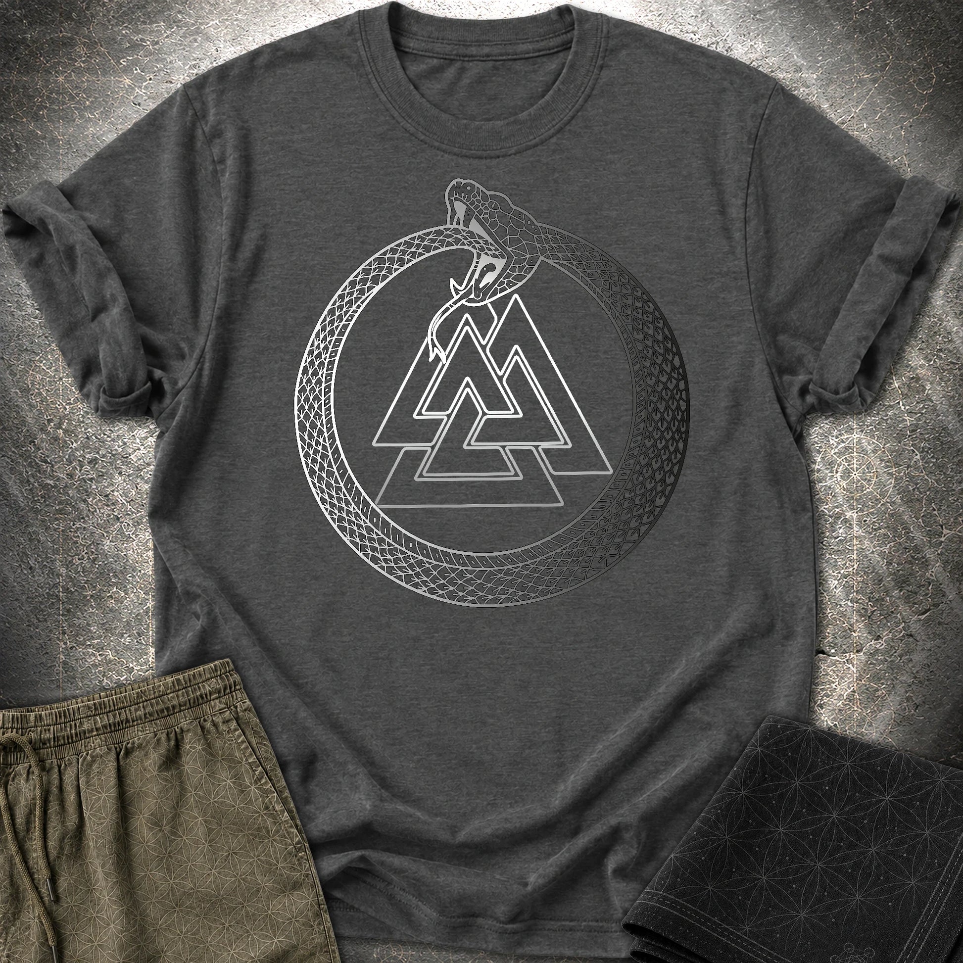 Valknut Ouroboros T-Shirt - Valknut Ouroboros T-Shirt - Dark Heather Grey