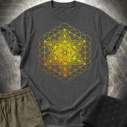 Metatron's Cube on Flower Of Life T-Shirt - Metatron's Cube on Flower Of Life T-Shirt - Dark Heather Grey
