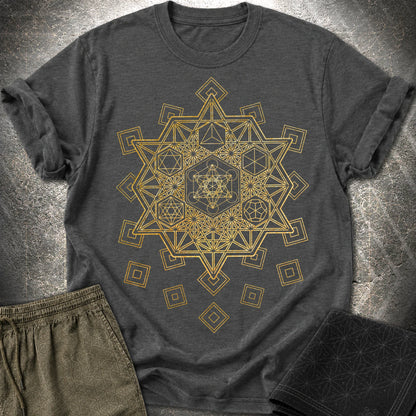 Metatron and Platonic Solids T-Shirt - Metatron and Platonic Solids T-Shirt - Dark Heather Grey