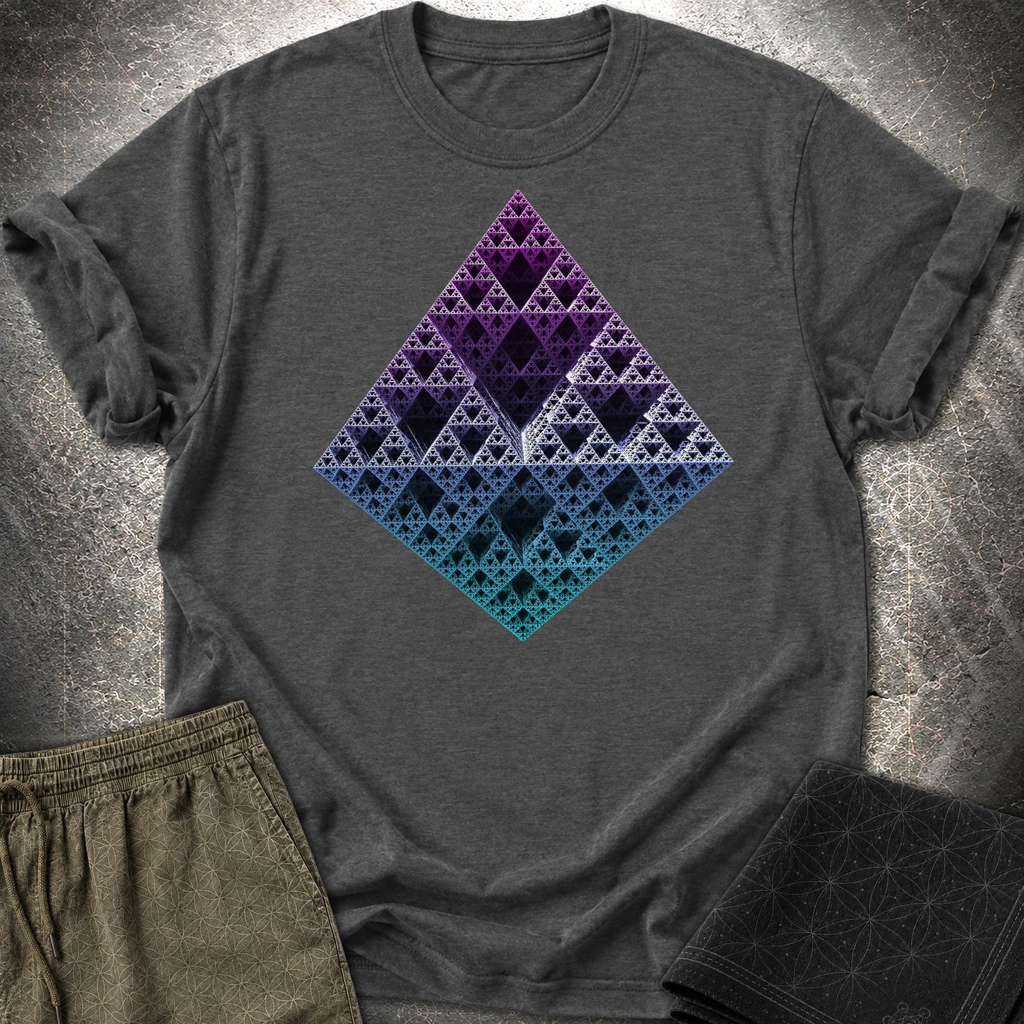 Sierpinski 3D Fractal T-Shirt - Sierpinski 3D Fractal T-Shirt - Dark Heather Grey