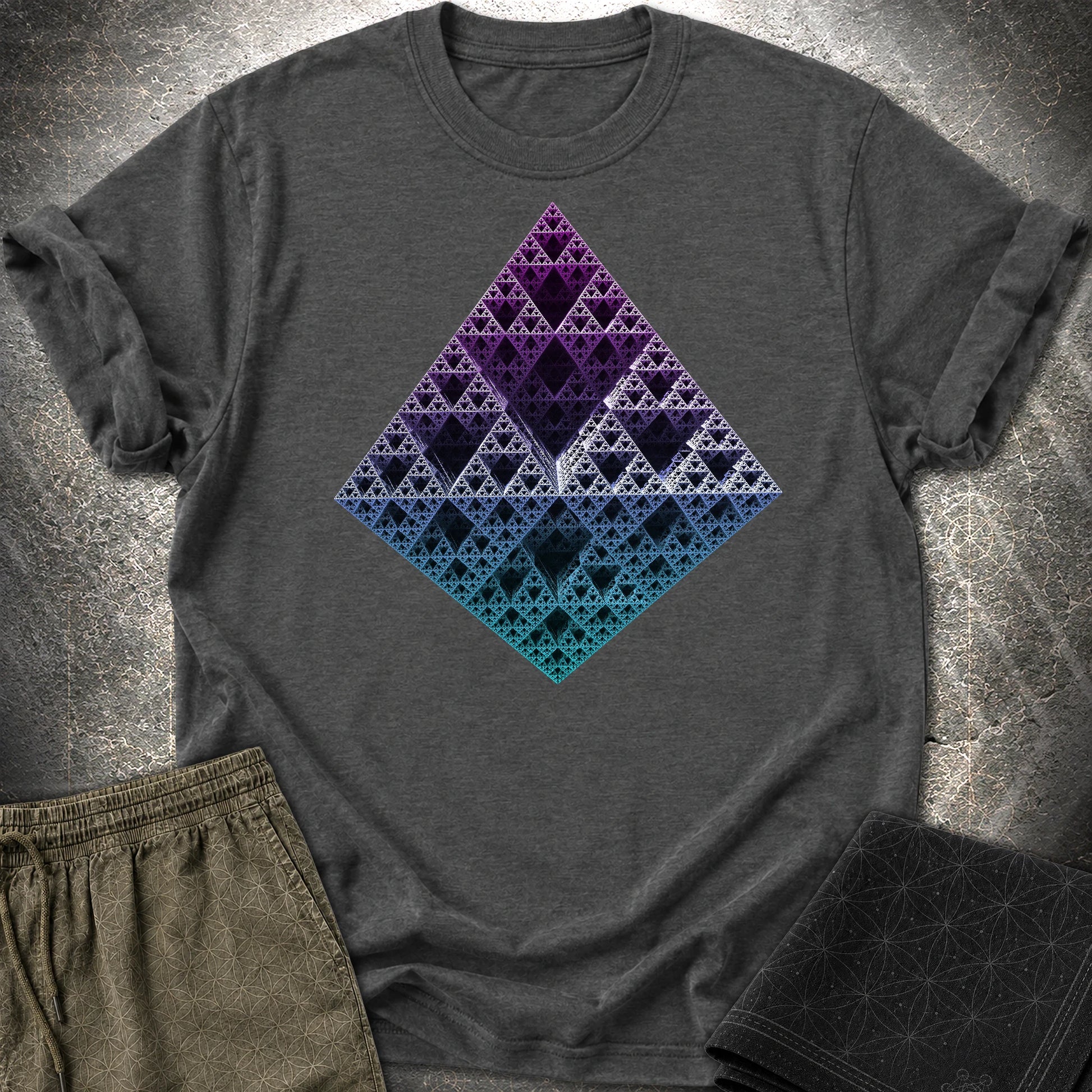 Sierpinski 3D Fractal T-Shirt - Sierpinski 3D Fractal T-Shirt - Dark Heather Grey