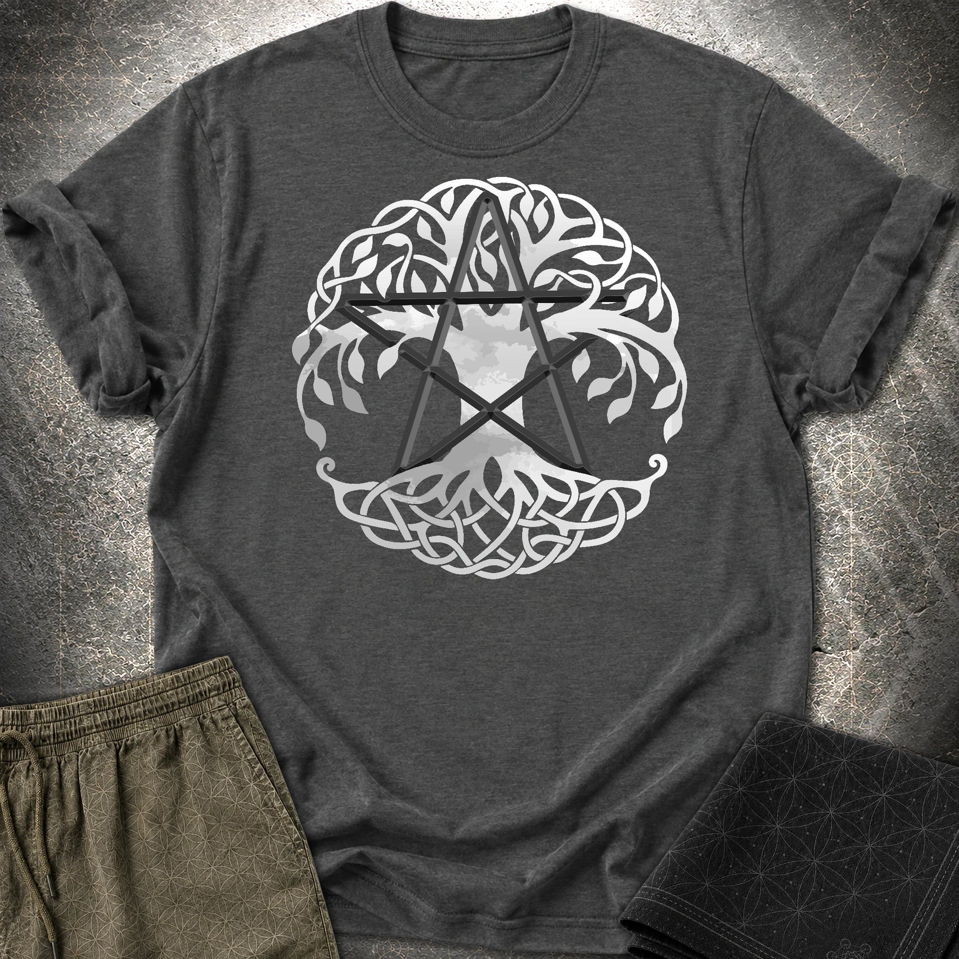 Pagan Celtic Tree Wicca T-Shirt - Pagan Celtic Tree Wicca T-Shirt - Dark Heather Grey