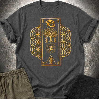 Flower Of Life Horus Egypt T-Shirt - Flower Of Life Horus Egypt T-Shirt - Dark Heather Grey