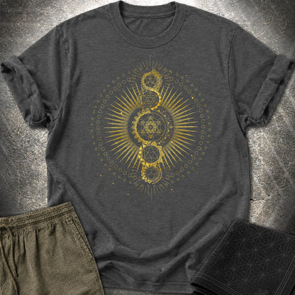 Sacred Geometry Radiating Mandala T-Shirt - Sacred Geometry Radiating Mandala T-Shirt - Dark Heather Grey