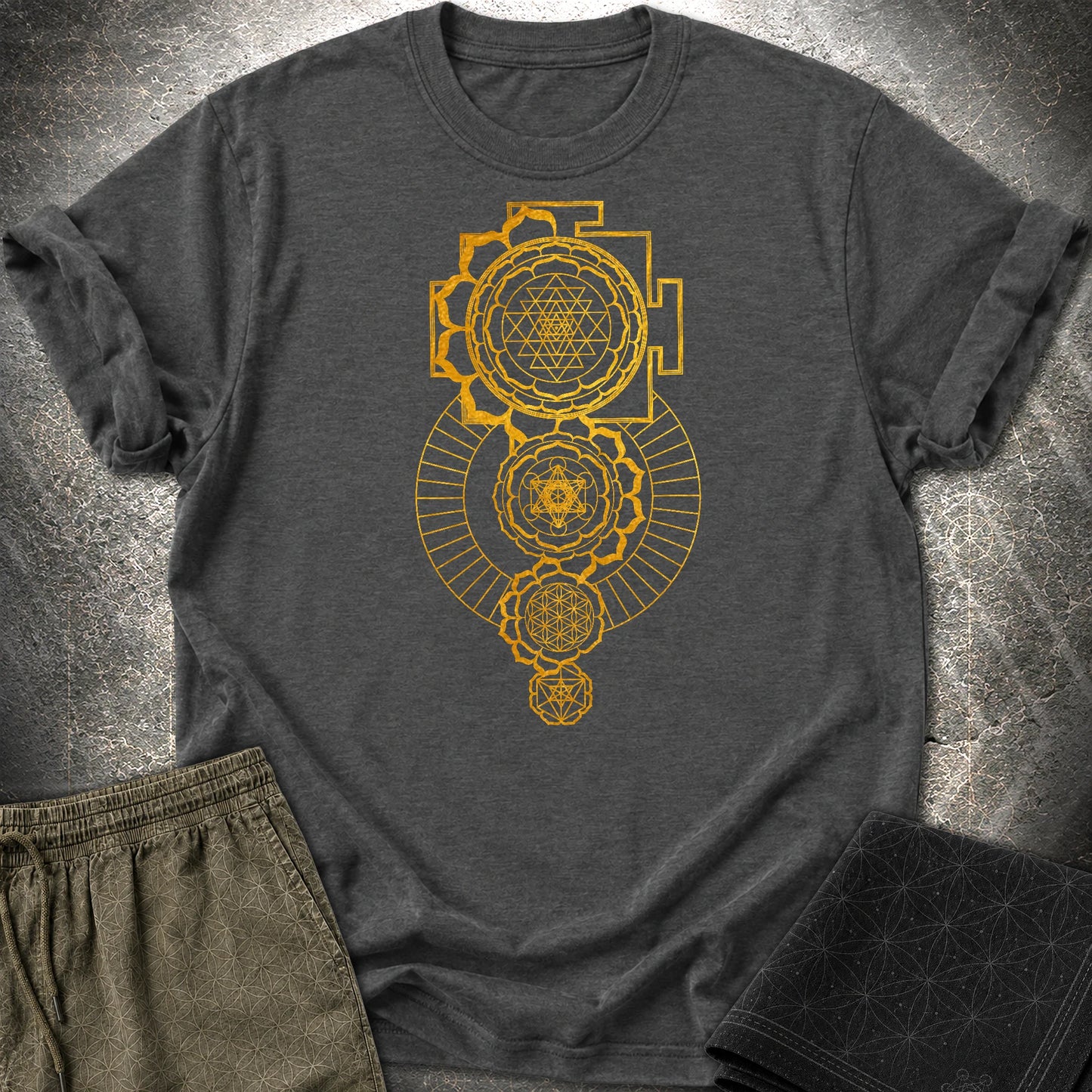 Sacred Mandalas T-Shirt - Sacred Mandalas T-Shirt - Dark Heather Grey