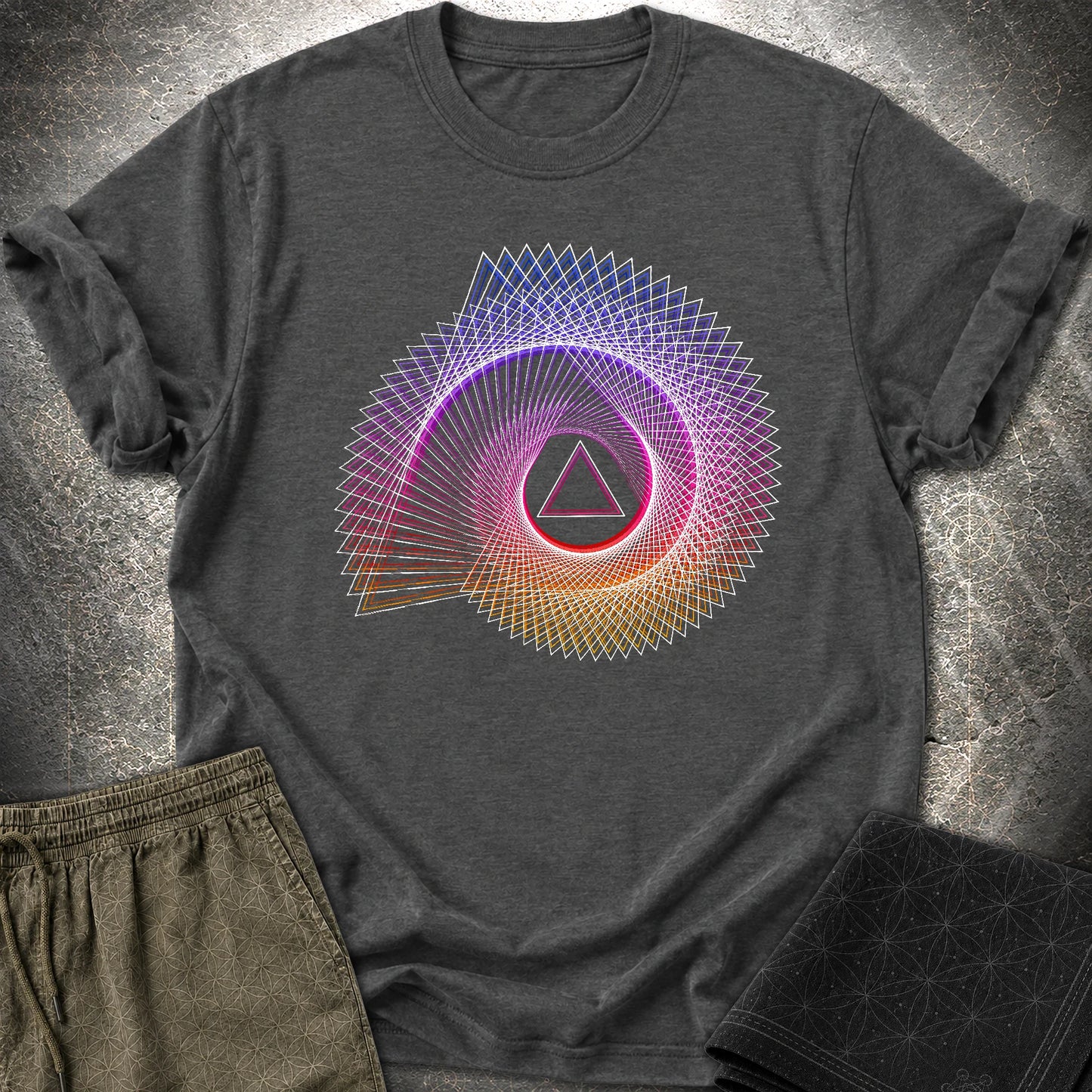 Spiralling Gradient Triangle T-Shirt - Spiralling Gradient Triangle T-Shirt - Dark Heather Grey