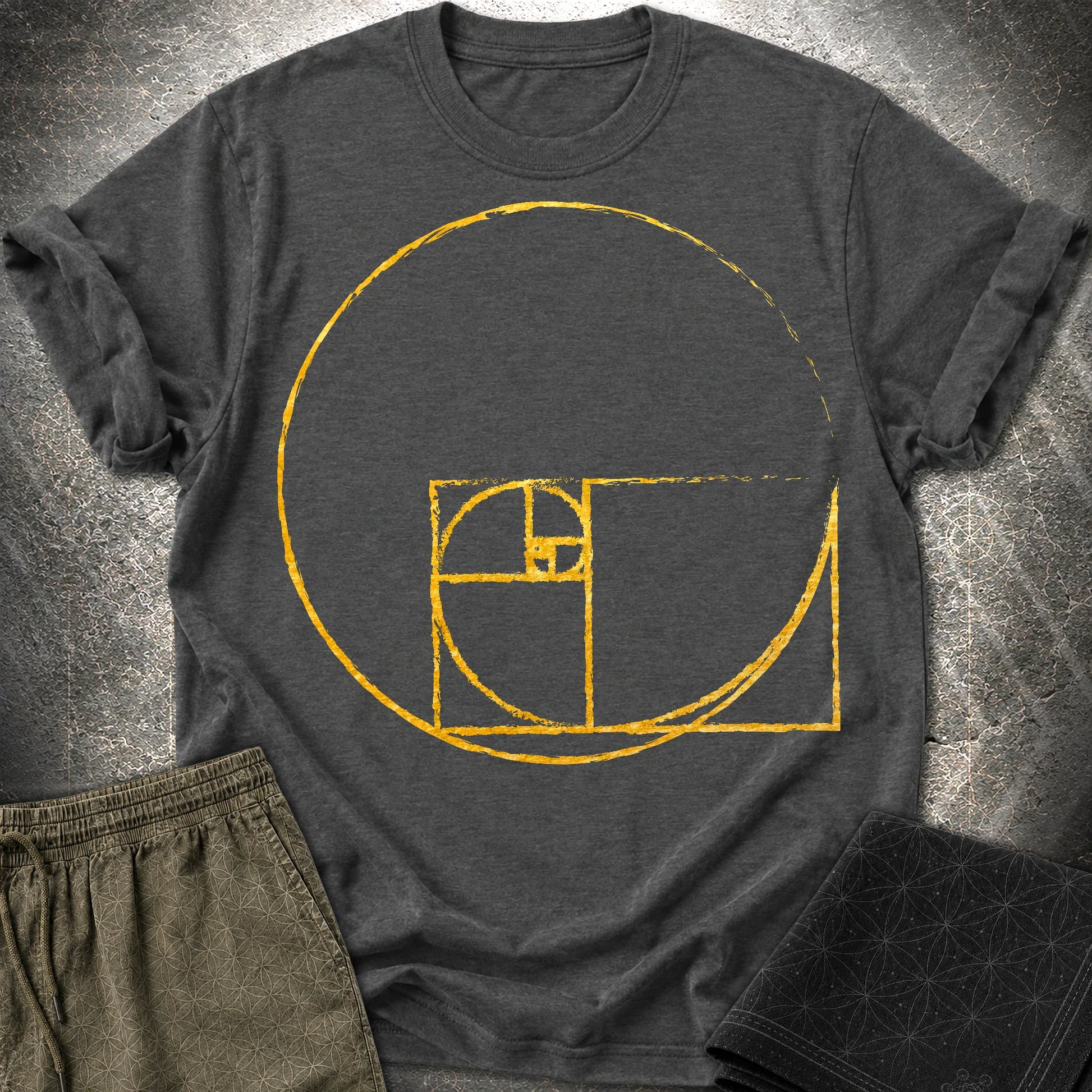 Golden Ratio Spiral Circle T-Shirt - Golden Ratio Spiral Circle T-Shirt - Dark Heather Grey