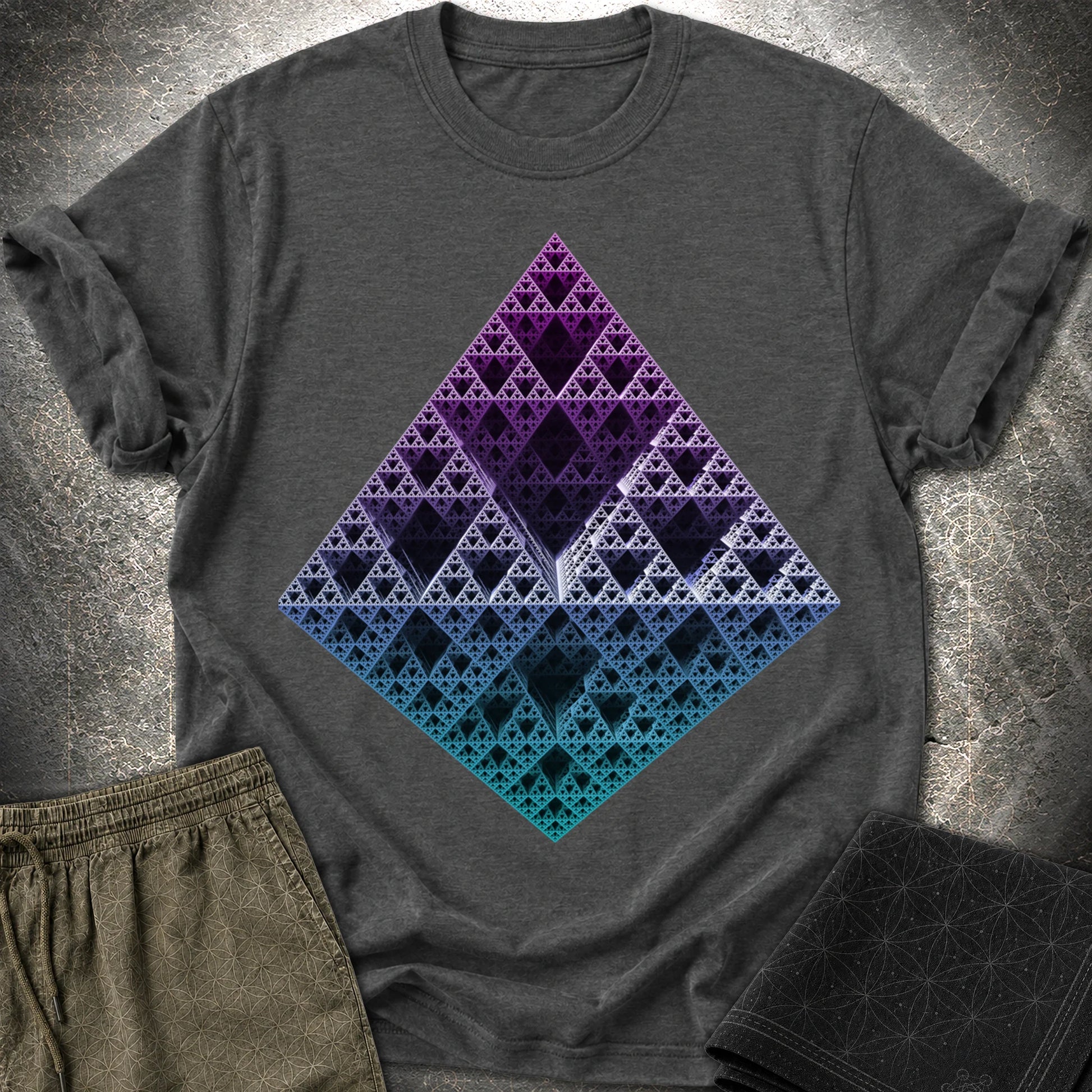 Sierpinski 3D Fractal T-Shirt - Sierpinski 3D Fractal T-Shirt - Dark Heather Grey
