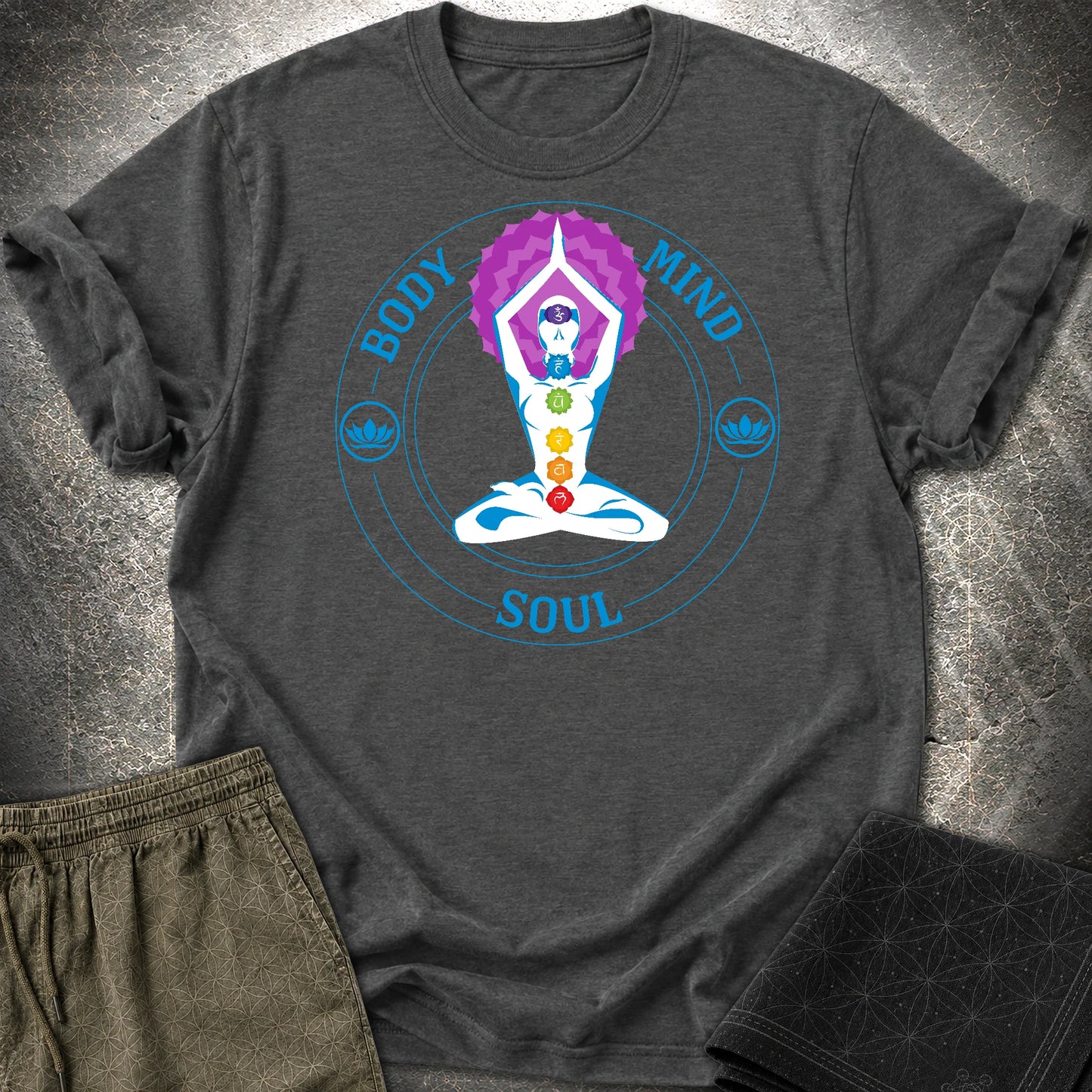 Body Mind Soul T-Shirt - Body Mind Soul T-Shirt - Dark Heather Grey