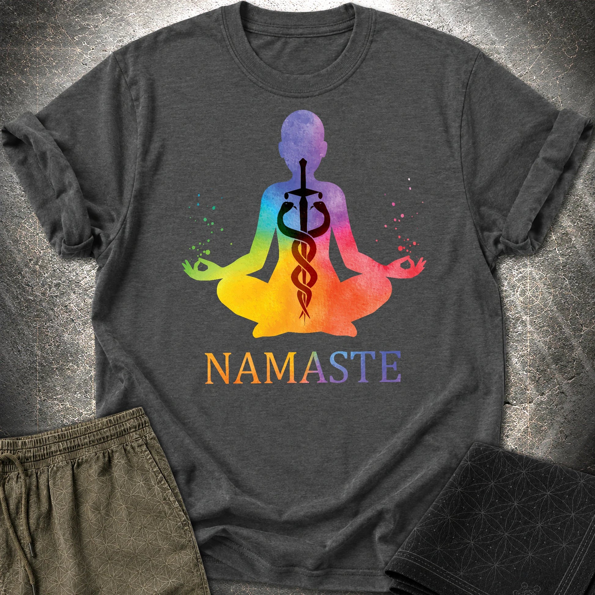 Caduceus Kundalini T-Shirt - Caduceus Kundalini T-Shirt - Dark Heather Grey
