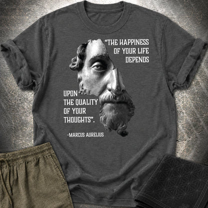 Marcus Aurelius Happiness T-Shirt - Marcus Aurelius Happiness T-Shirt - Dark Heather Grey
