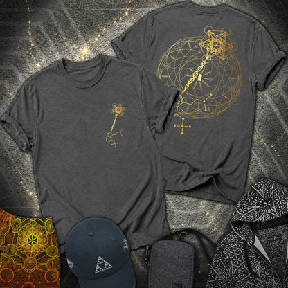 Psilocybin Key To Universe 2 Sided T-Shirt - Psilocybin Key To Universe 2 Sided T-Shirt - Dark Heather Grey
