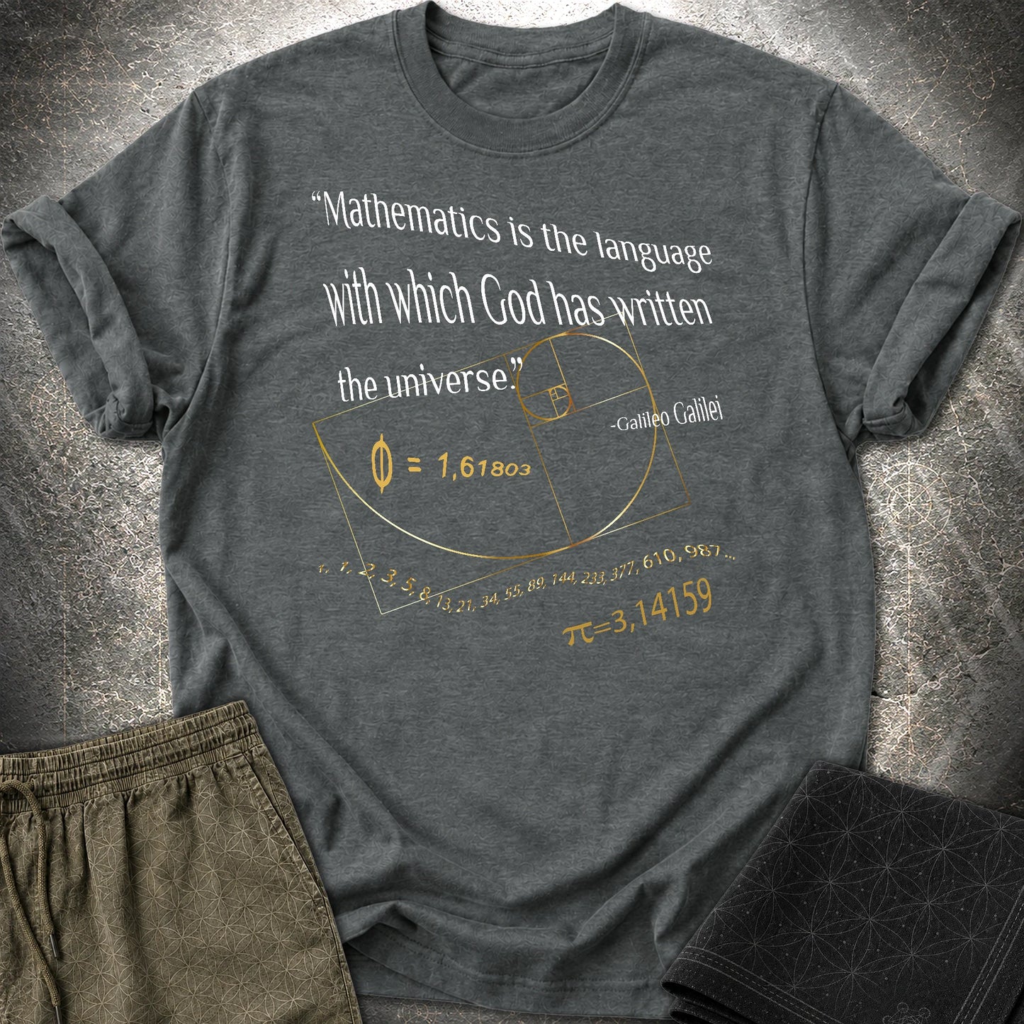 Galileo Galilei Quote T-Shirt - Galileo Galilei Quote T-Shirt - Dark Heather