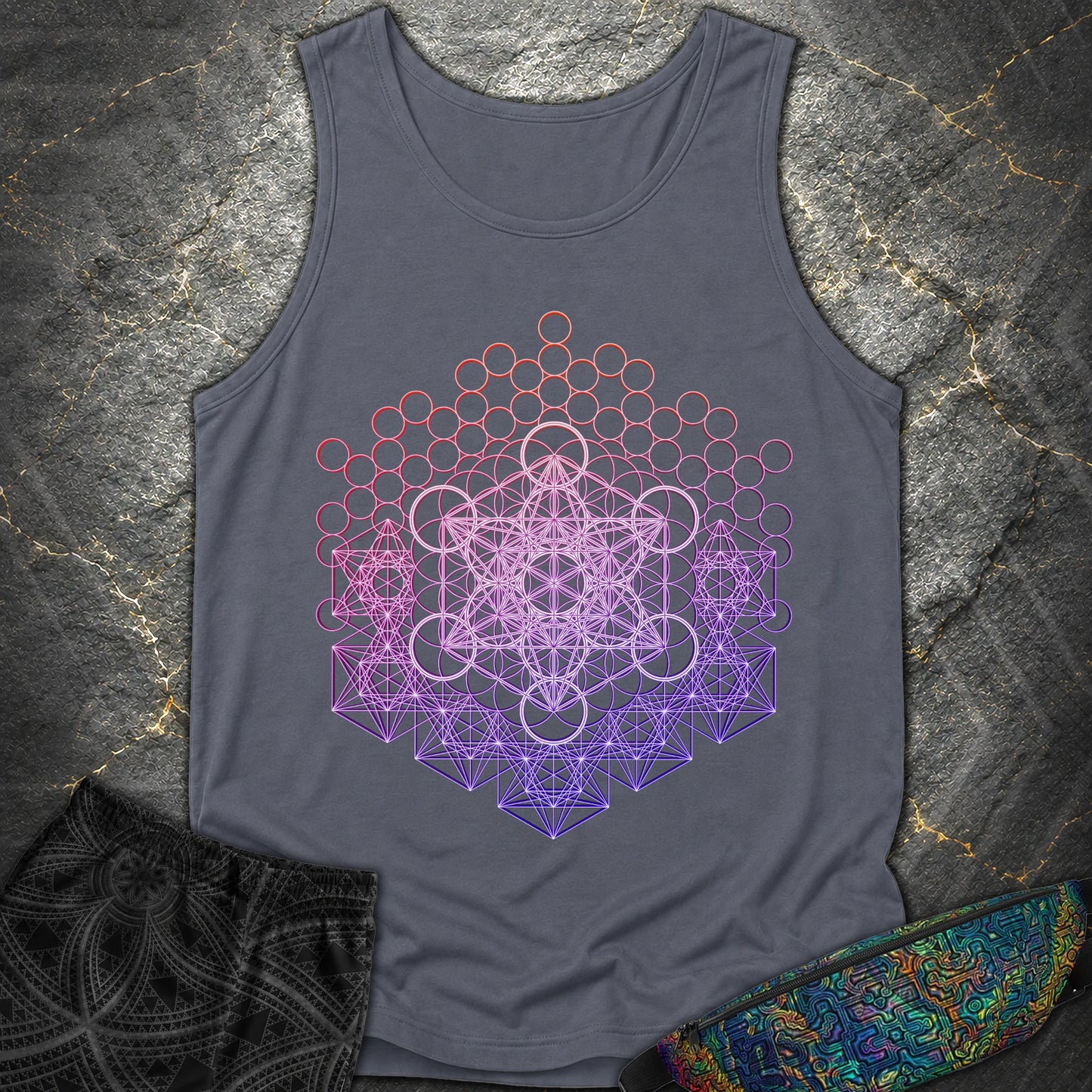 Metatron And Flower Connection - Metatron And Flower Connection Tank Top - Denim