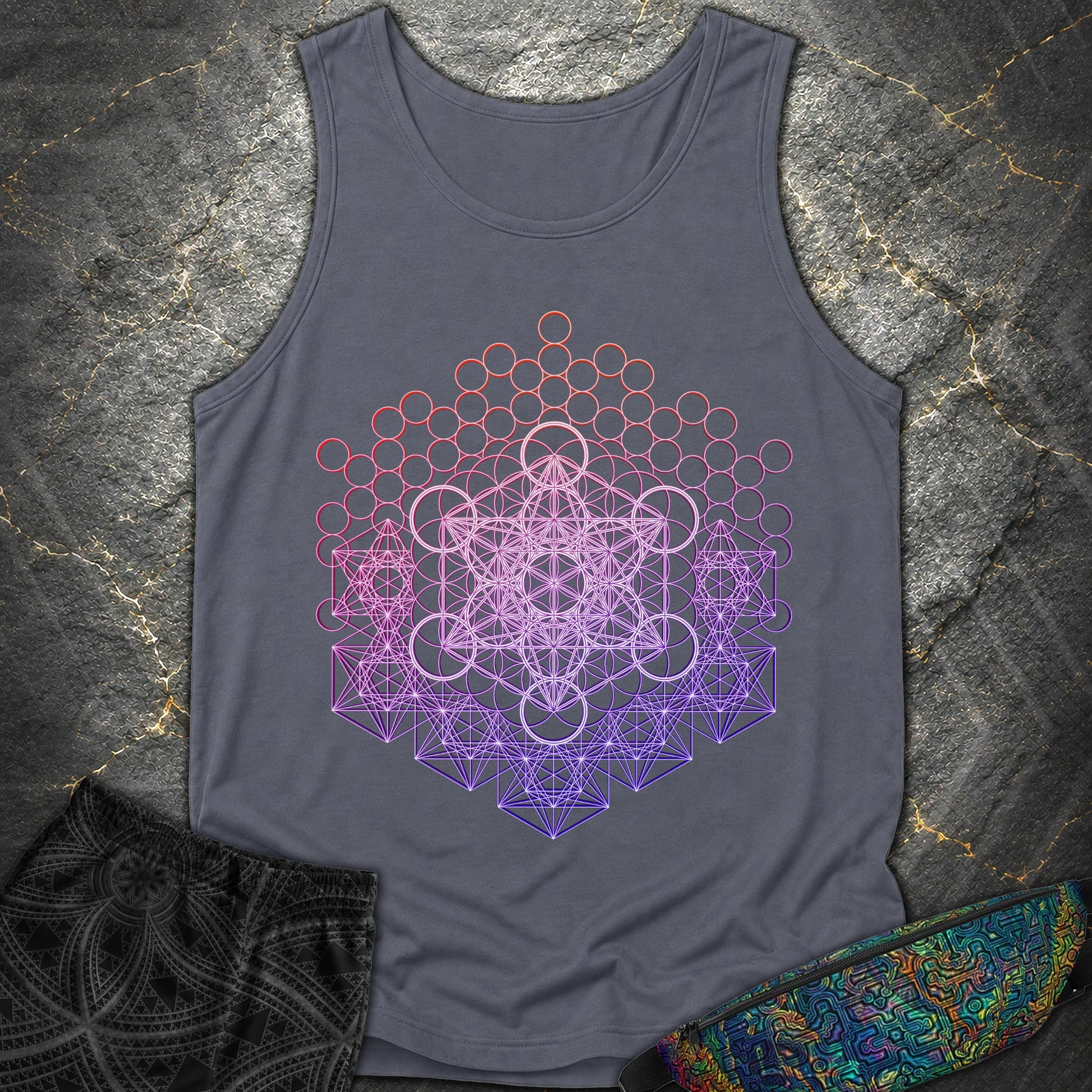 Metatron And Flower Connection - Metatron And Flower Connection Tank Top - Denim