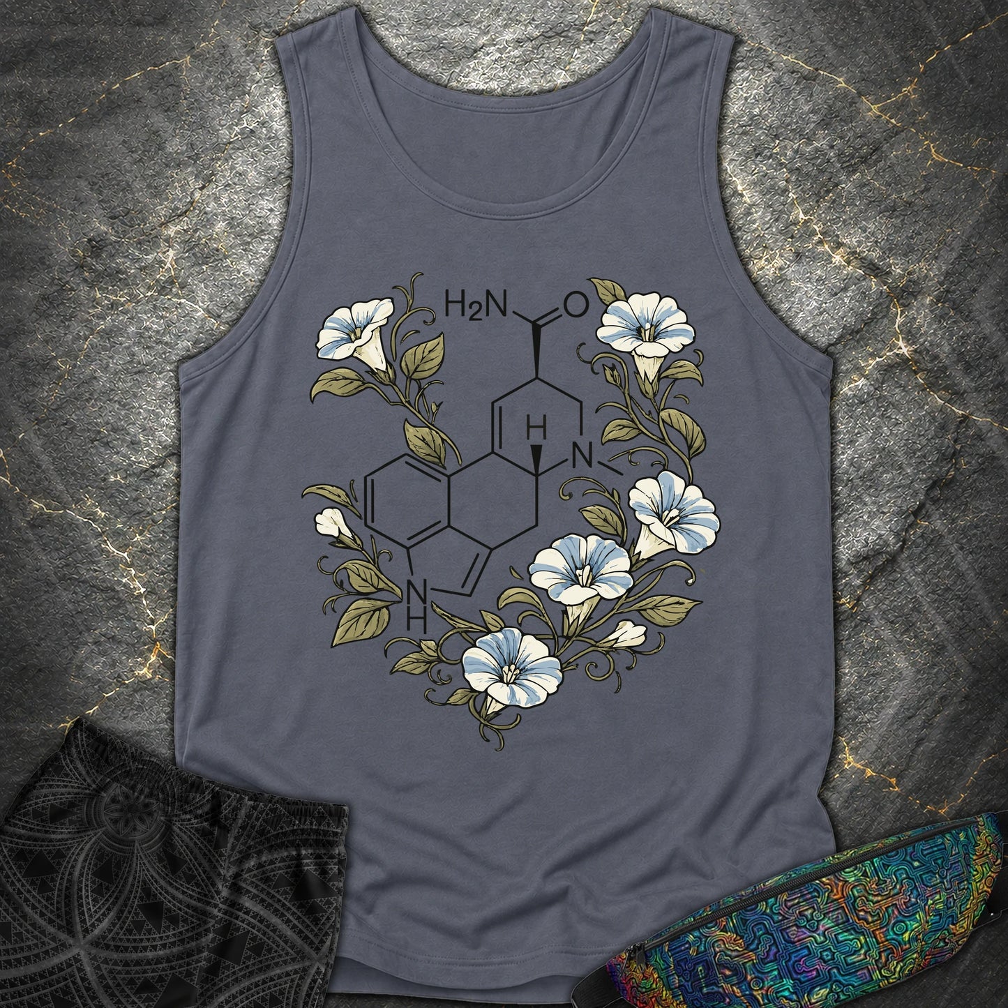 Morning Glory Molecule Color - Morning Glory Molecule Color Comfort Tank Top - Denim