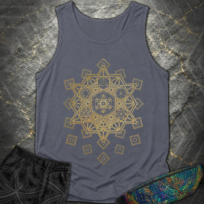 Metatron and Platonic Solids T-Shirt - Metatron and Platonic Solids Comfort Tank Top - Denim