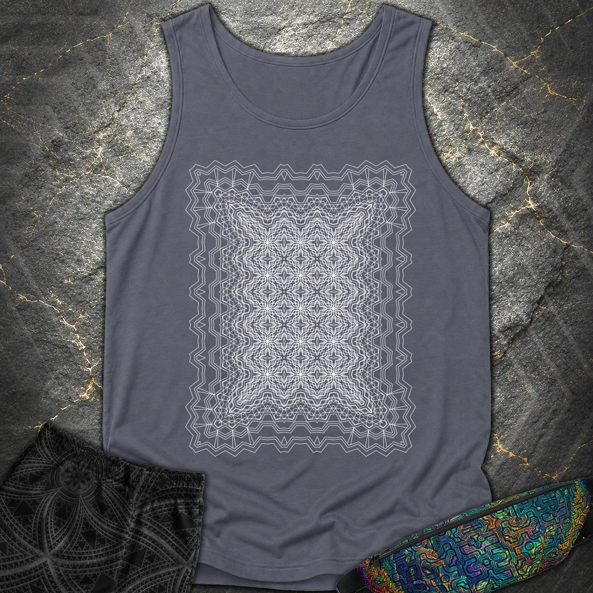 Infinite Geometric Lattice - Infinite Geometric Lattice Comfort Tank Top - Denim