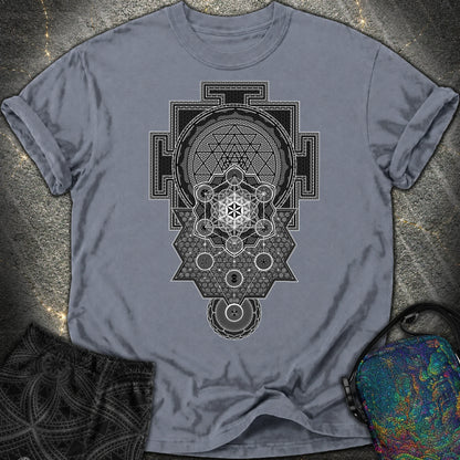 Sri Yantra Intricate Sacred Patterns Comfort T-Shirt - Sri Yantra Intricate Sacred Patterns Comfort T-Shirt - Denim