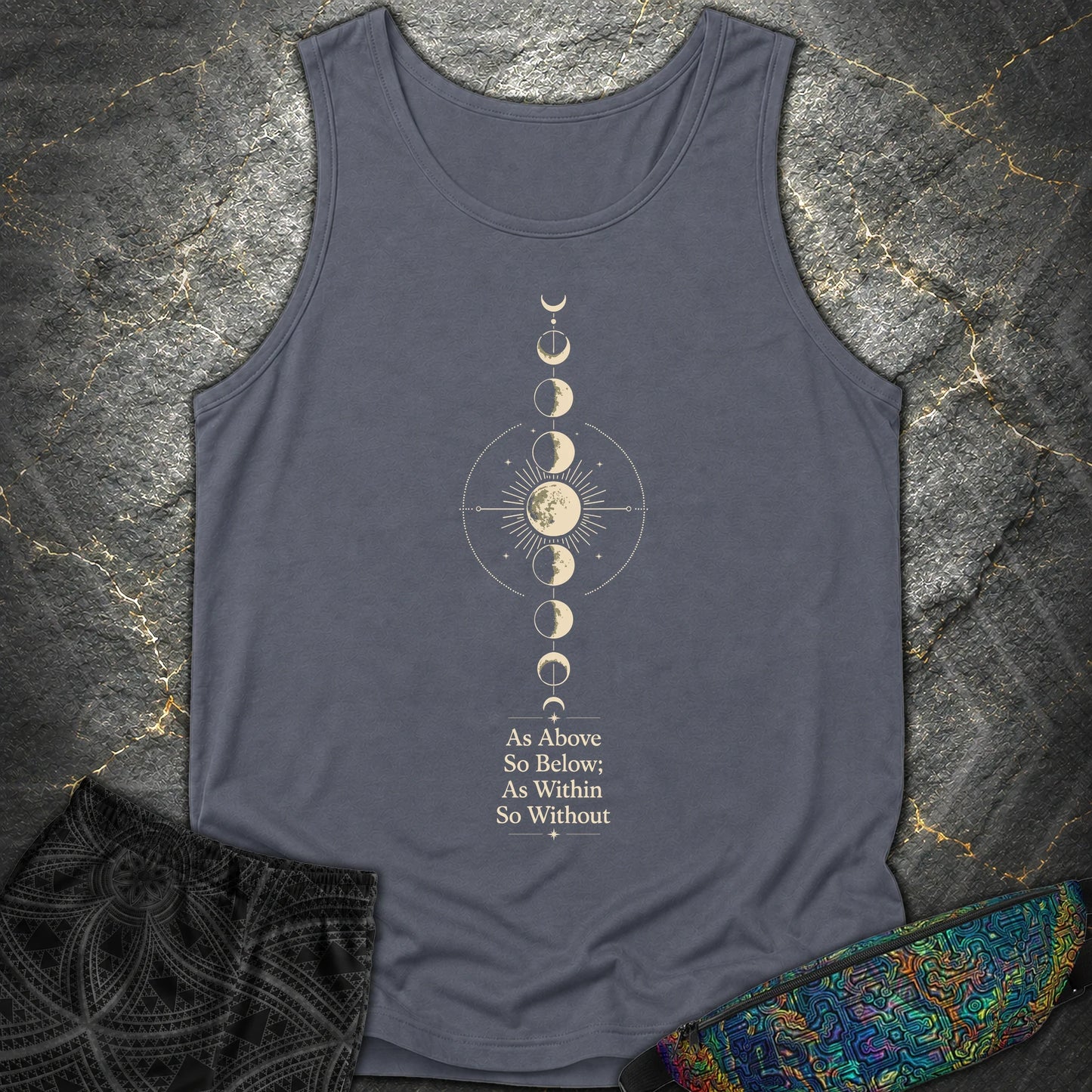 As Above So Below Moon - As Above So Below Moon Comfort Tank Top - Denim
