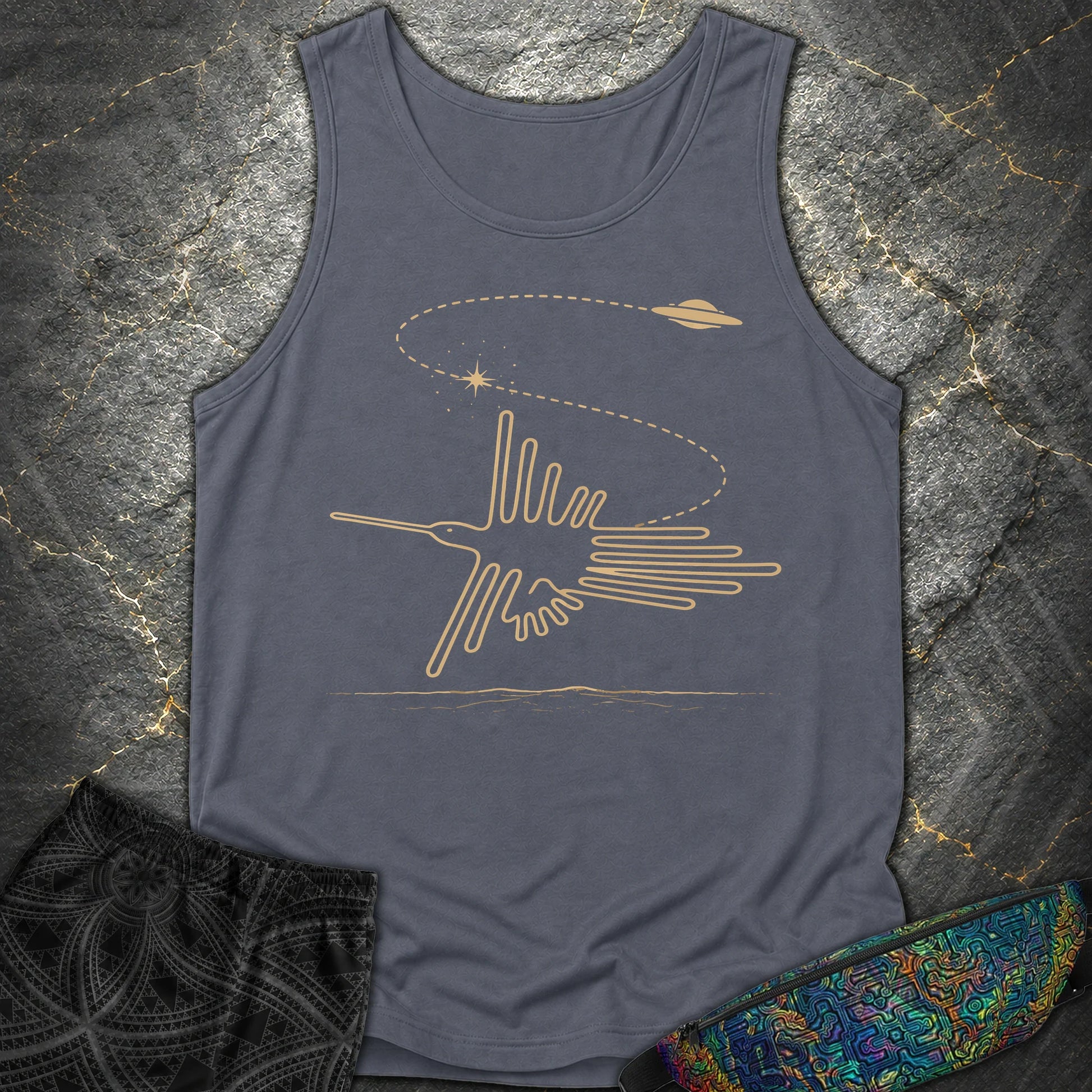 Geoglif Ptaka I Latający Spodek - Geoglif Ptaka I Latający Spodek Comfort Tank Top - Denim