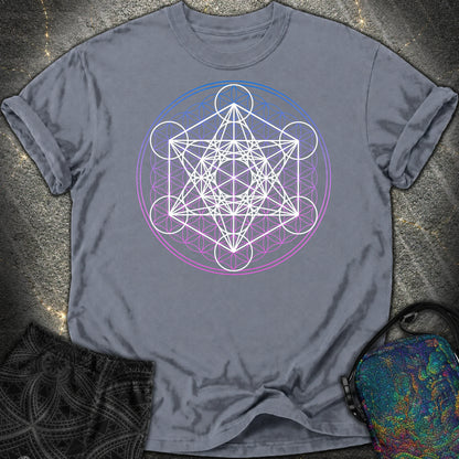 White Metatron Gradient Flower Comfort T-Shirt - White Metatron Gradient Flower Comfort T-Shirt - Denim