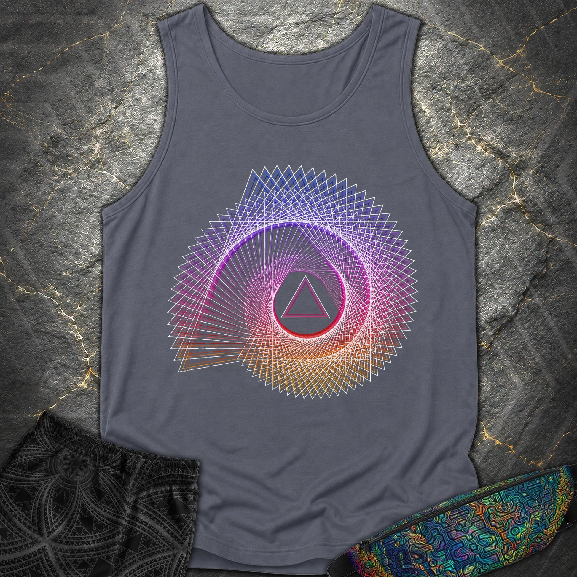 Spiralling Gradient Triangle - Spiralling Gradient Triangle Comfort Tank Top - Denim