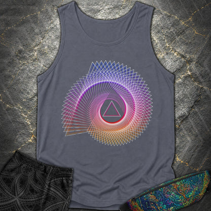 Spiralling Gradient Triangle - Spiralling Gradient Triangle Comfort Tank Top - Denim