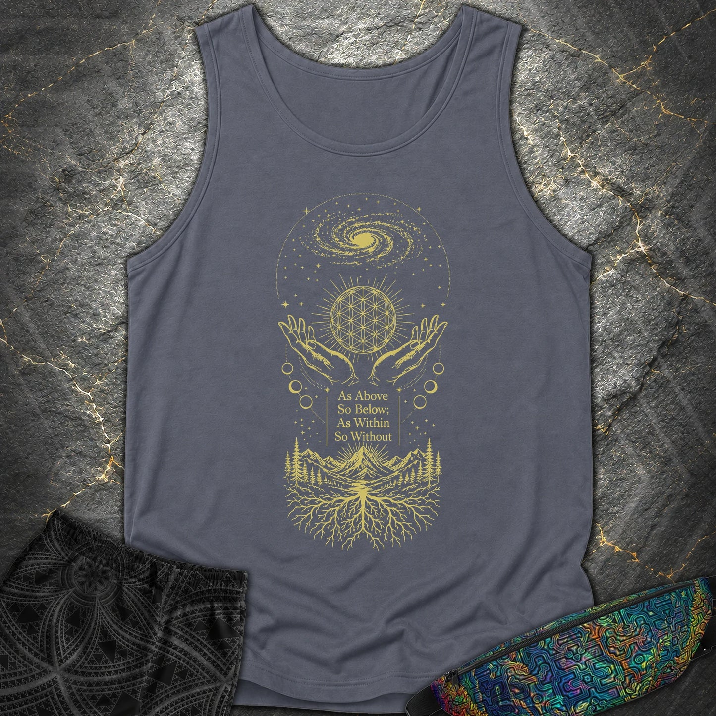 As Above So Below Flower Of Life - As Above So Below Flower Of Life Comfort Tank Top - Denim