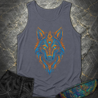 Mystic Tribal Wolf Comfort Tank Top - Mystic Tribal Wolf Comfort Tank Top - Denim