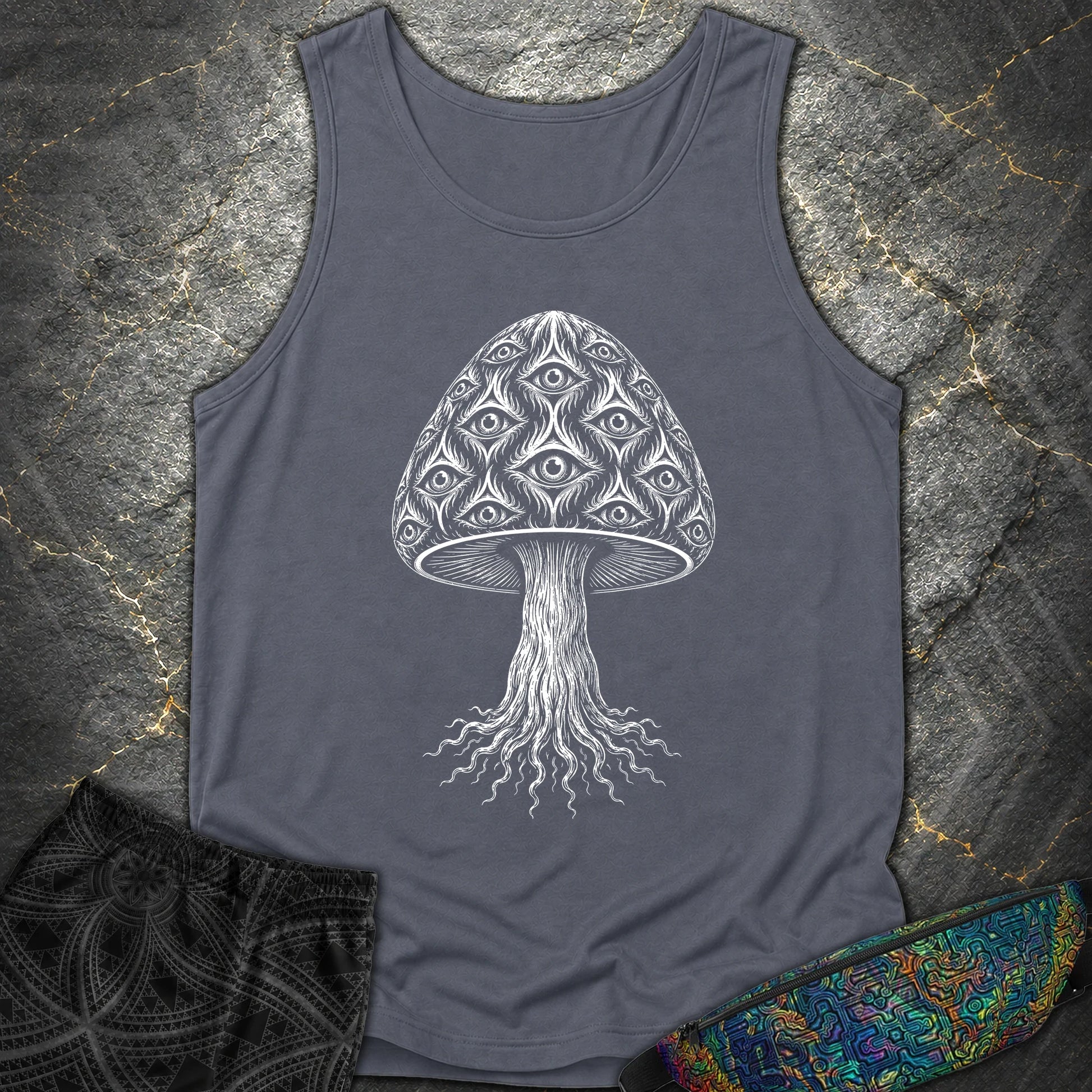 All-Seeing Mushroom - All-Seeing Mushroom Comfort Tank Top - Denim