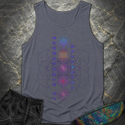 Everything Is Connected Sacred Geometry T-Shirt - Everything Is Connected Sacred Geometry Comfort Tank Top - Denim