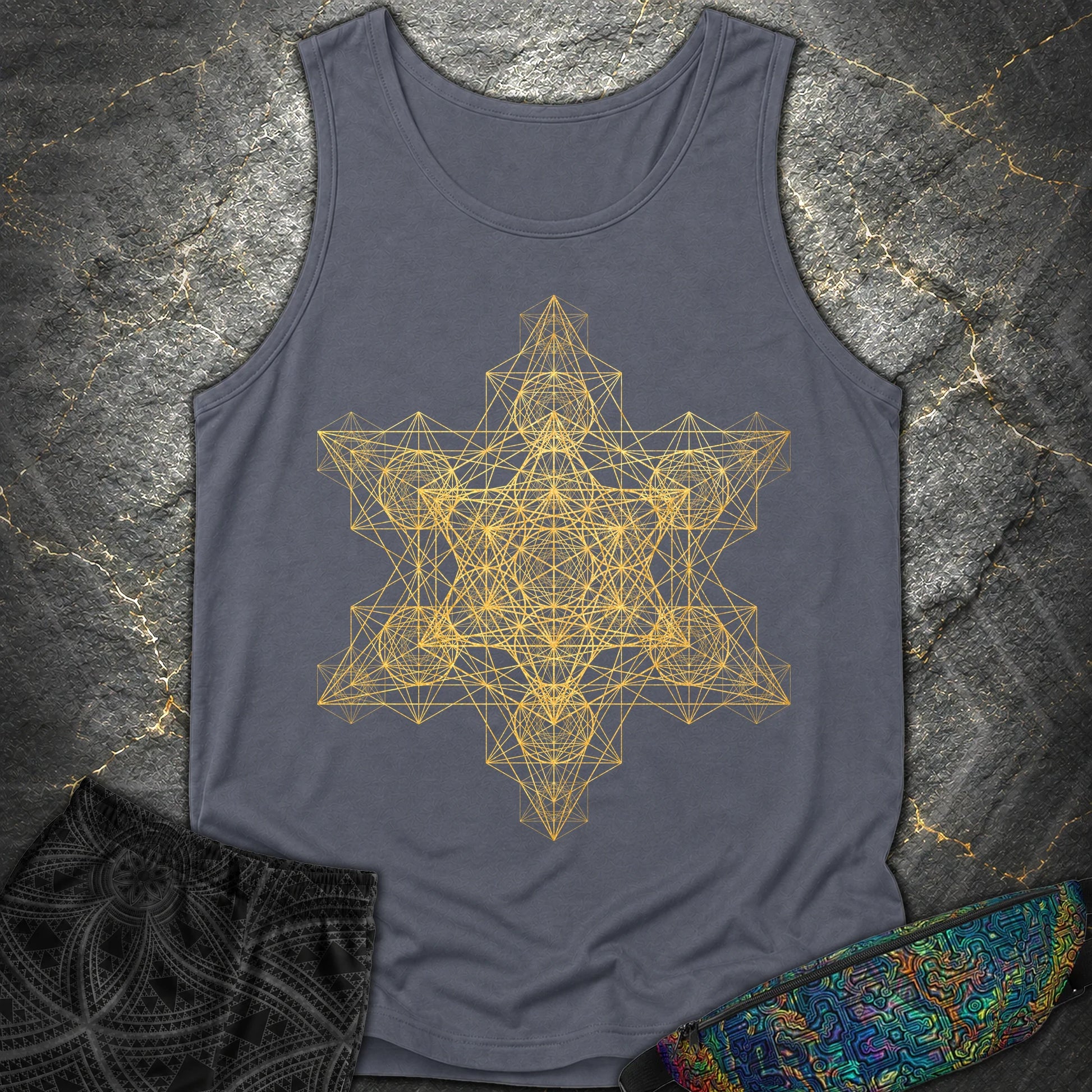 Metatron Fractal Star Tank Top - Metatron Fractal Star Tank Top - Denim