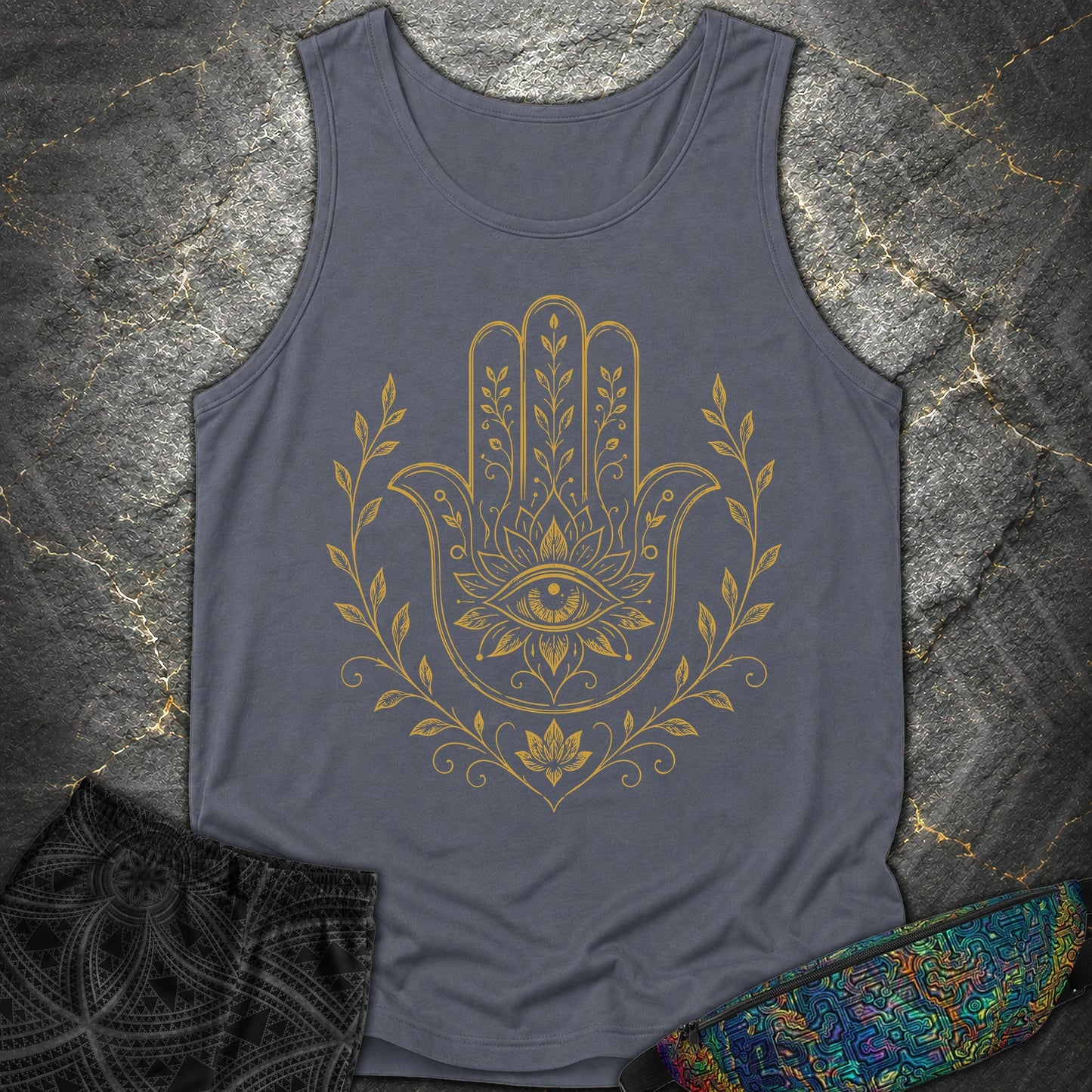 Hamsa Mandala - Hamsa Mandala Comfort Tank Top - Denim