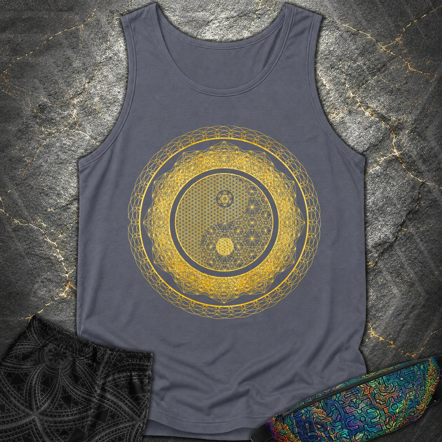 Yin Yang Gold T-Shirt - Yin Yang Gold Comfort Tank Top - Denim